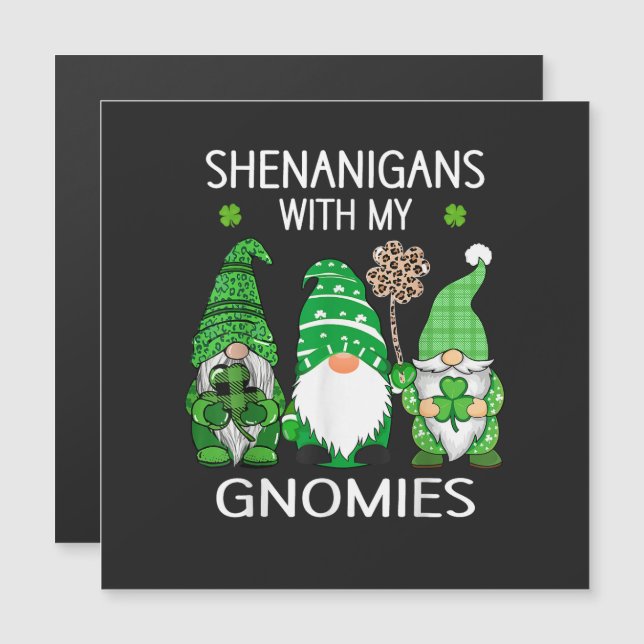 St Patricks Day Lucky Shamrock Leopard Gnomes  (Front/Back)