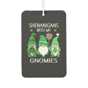St Patricks Day Lucky Shamrock Leopard Gnomes Car Air Freshener