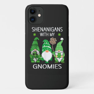 St Patricks Day Lucky Shamrock Leopard Gnomes iPhone 11 Case