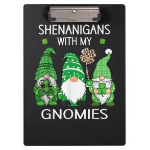 St Patricks Day Lucky Shamrock Leopard Gnomes Clipboard
