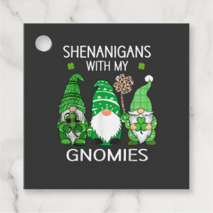 St Patricks Day Lucky Shamrock Leopard Gnomes  Favour Tags