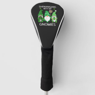 St Patricks Day Lucky Shamrock Leopard Gnomes Golf Head Cover