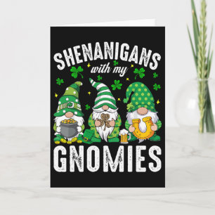 St Patricks Day Lucky Shamrock Leopard Gnomes Iris Card