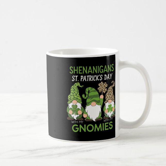 St Patricks Day Lucky Shamrock Leopard Gnomes Iris Coffee Mug (Right)