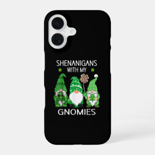 St Patricks day lucky Shamrock leopard gnomes Iris iPhone 16 Case