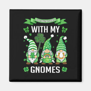 St Patricks Day Lucky Shamrock Leopard Gnomes Iris Magnet