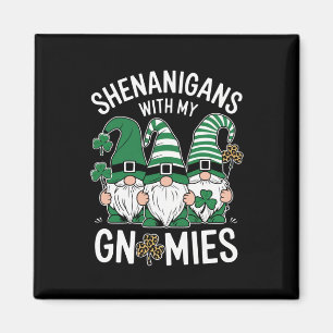St Patricks Day Lucky Shamrock Leopard Gnomes  Magnet