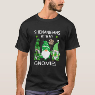 St Patricks Day Lucky Shamrock Leopard Gnomes T-Shirt