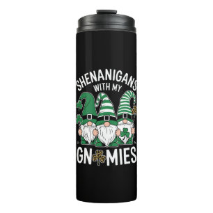 St Patricks Day Lucky Shamrock Leopard Gnomes  Thermal Tumbler