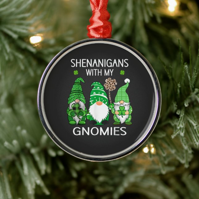 St Patricks Day Lucky Shamrock Leopard Metal Ornament (Tree)