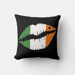 St Patrick's Day Lucky Shamrock Lips Irish Cushion