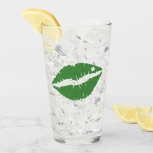 St Patrick's Day Lucky Shamrock Lips Irish Glass