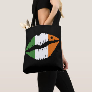 St Patrick's Day Lucky Shamrock Lips Irish Tote Bag