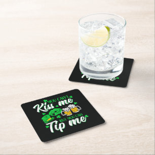 St Patrick's Day Lucky Shamrock  Square Paper Coaster