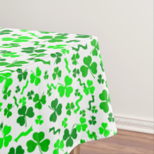 St Patrick's Day Lucky Shamrocks Confetti Pattern Tablecloth