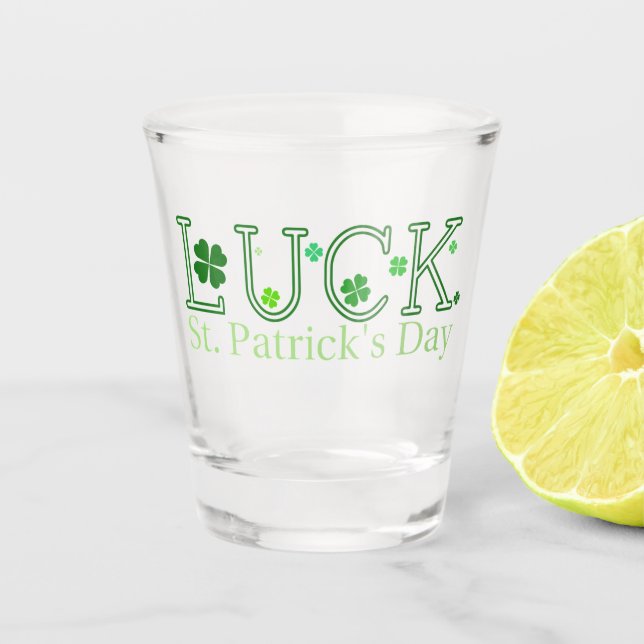 St Patrick's Day Lucky Shamrocks Shot Glass (Front)