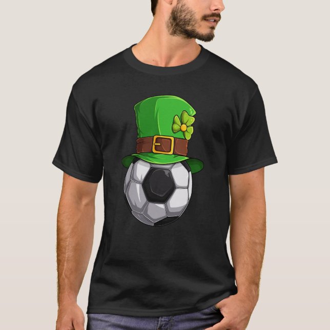 St Patrick's Day Lucky Soccer Ball With Leprechaun T-Shirt (Front)
