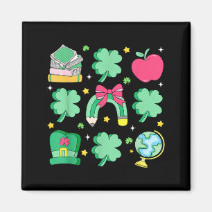 St Patricks Day Lucky Teacher Shamrock Coquette Magnet