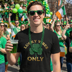 St Patrick's Day Lucky Vibes Distressed Shamrock T-Shirt