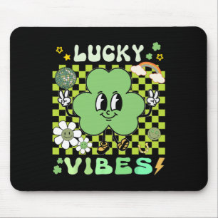 St Patricks Day Lucky Vibes Funny Woman Kid Toddle Mouse Pad