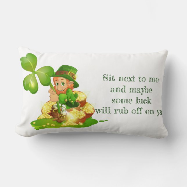 St. Patrick's Day Lumbar Pillow-Leprechaun Cushion (Front)