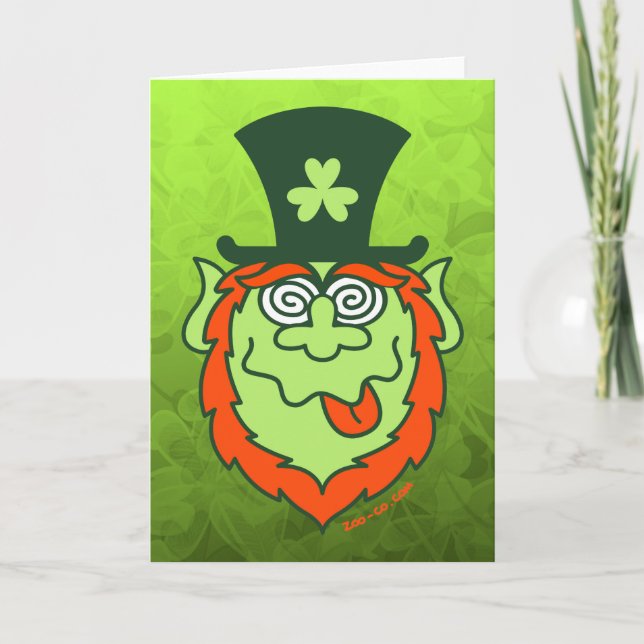 St Patrick's Day Mad Leprechaun Card (Front)