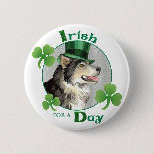 St. Patrick's Day Malemute 6 Cm Round Badge