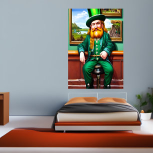 St. Patrick's Day man in green clothes AI Art Poster