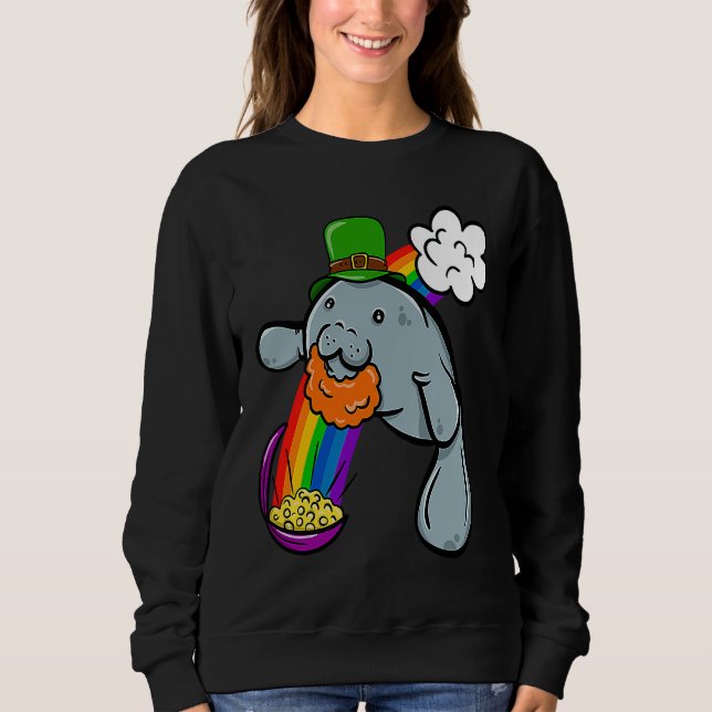 St Patrick's Day Manatee Leprechaun Cute  Boys Gir Sweatshirt (Front)
