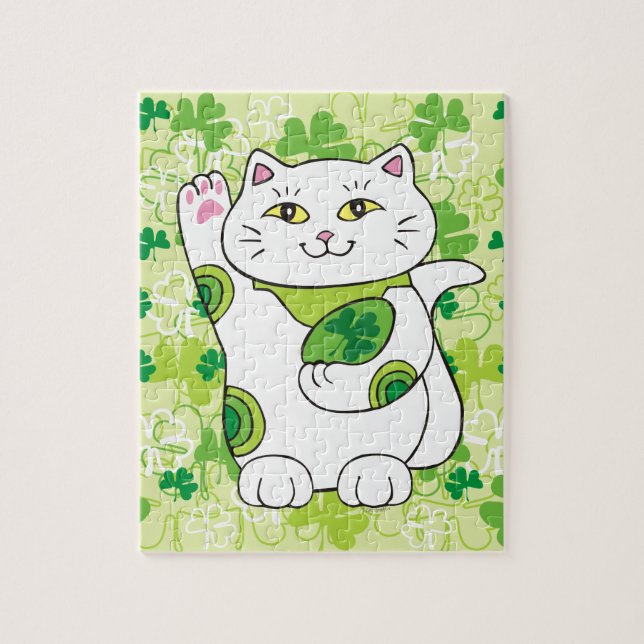 St. Patrick's Day Maneki Neko (Lucky Cat) Jigsaw Puzzle (Vertical)