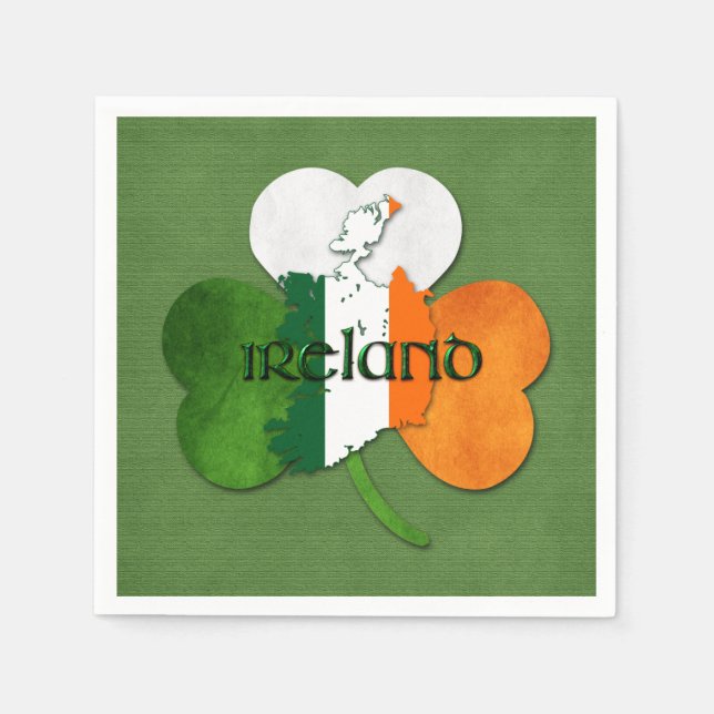 St. Patrick's Day Map of Ireland/Clover Napkin (Front)