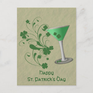 St Patrick's Day Martini Post Card