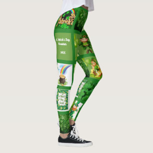 St Patricks Day Memories 9 Photo Template Leggings