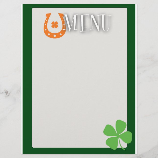 St Patrick's Day Menu (Front)