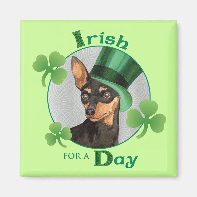 St. Patrick's Day Min Pin Magnet (Front)