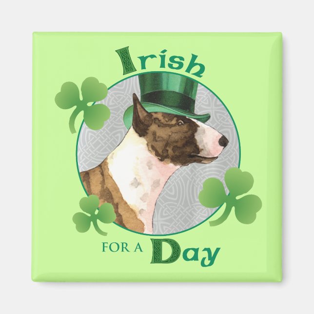 St. Patrick's Day Mini Bull Terrier Magnet (Front)