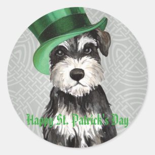 St. Patrick's Day Miniature Schnauzer Classic Round Sticker