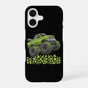 St Patrick's Day Monster Truck Lucky Shamrock iPhone 16 Case