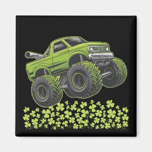 St Patrick's Day Monster Truck Lucky Shamrock Magnet