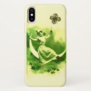 ST PATRICK'S DAY MOON LADY WITH SHAMROCKS iPhone X CASE