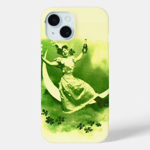 ST PATRICK'S  DAY MOON LADY WITH SHAMROCKS iPhone 15 CASE