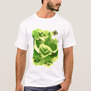 ST PATRICK'S DAY MOON LADY WITH SHAMROCKS MONOGRAM T-Shirt