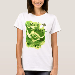 ST PATRICK'S DAY MOON LADY WITH SHAMROCKS MONOGRAM T-Shirt