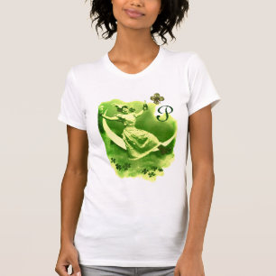 ST PATRICK'S DAY MOON LADY WITH SHAMROCKS MONOGRAM T-Shirt