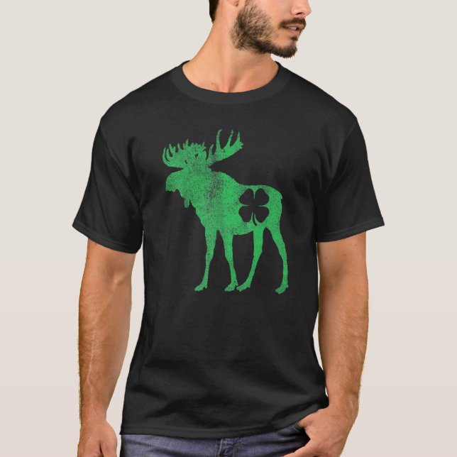 St Patrick's Day Moose Irish Shamrock Saint Paddy' T-Shirt (Front)