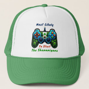 St Patricks Day - Most Likely To Start Shenanigans Trucker Hat