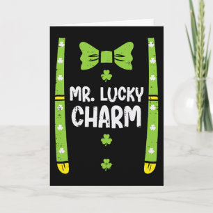 St Patricks Day Mr Lucky Charm Suspenders Saint Pa Card