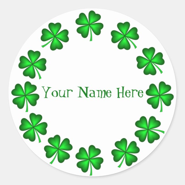 St Patrick's Day Name Classic Round Sticker (Front)