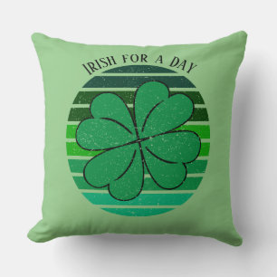 St. Patrick's Day Name Irish 4 Leaf Clover Retro Cushion