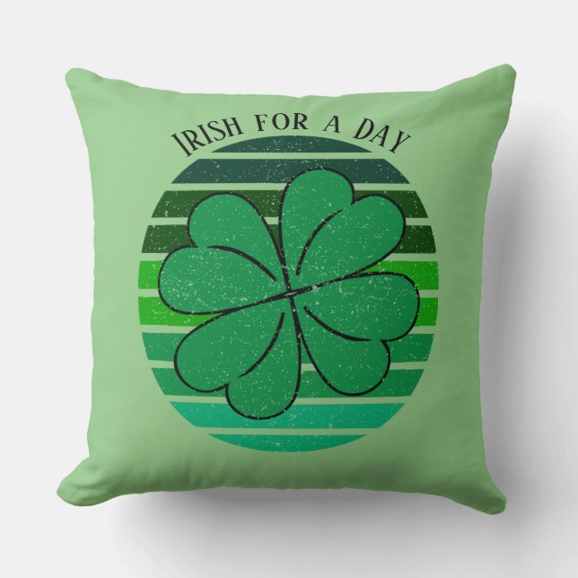 St. Patrick's Day Name Irish 4 Leaf Clover Retro Cushion (Front)